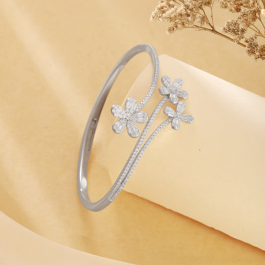 Floral CZ Sterling Silver Bracelet