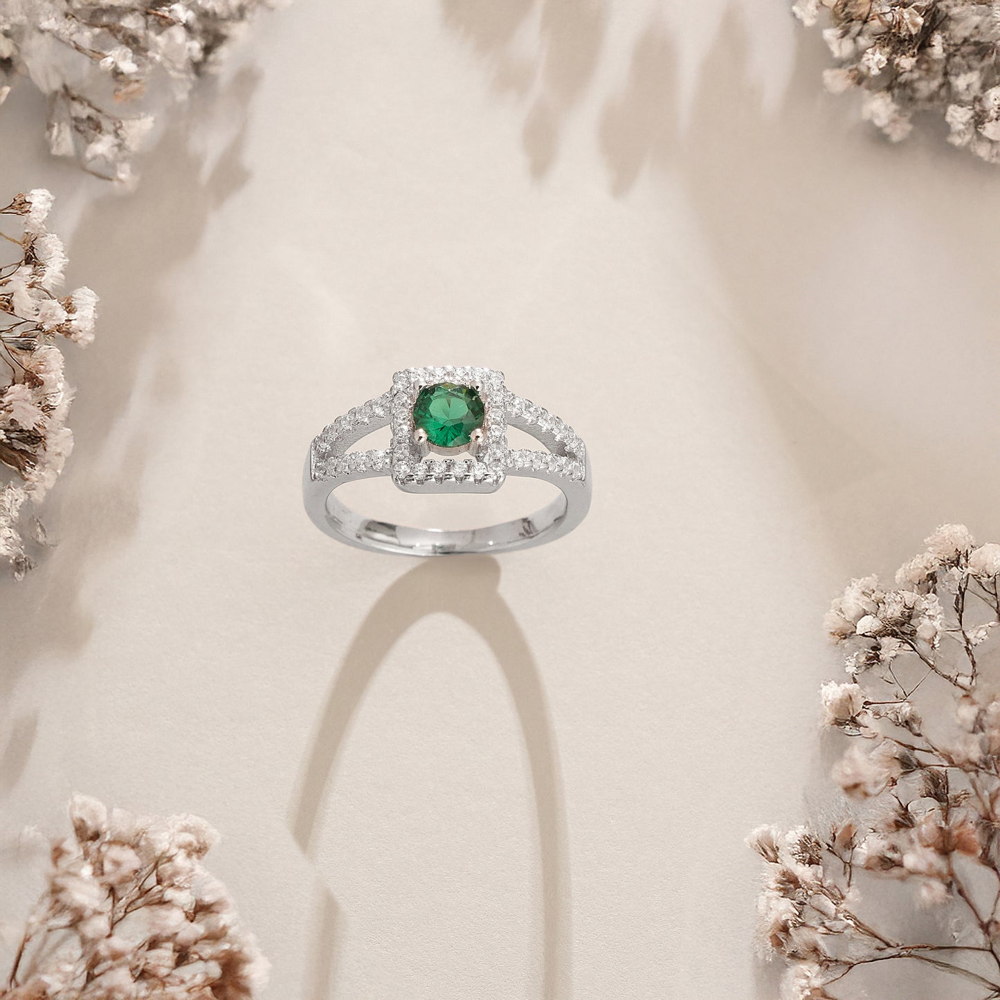 Emerald Green 925 Sterling Silver Ring