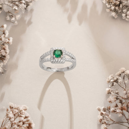 Emerald Green 925 Sterling Silver Ring