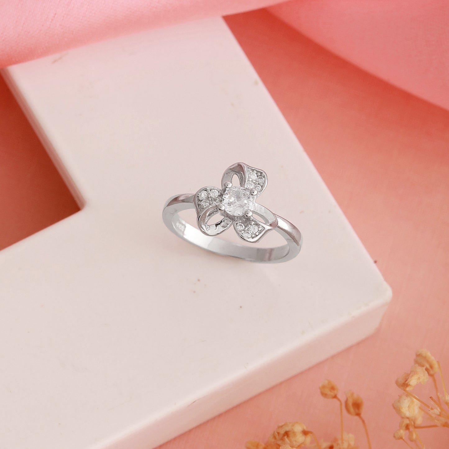 CZ Floral Bloom Ring in 925 Sterling Silver