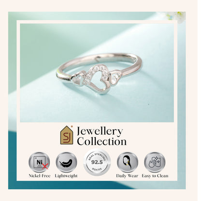 925 Silver Ring with Entwined Hearts