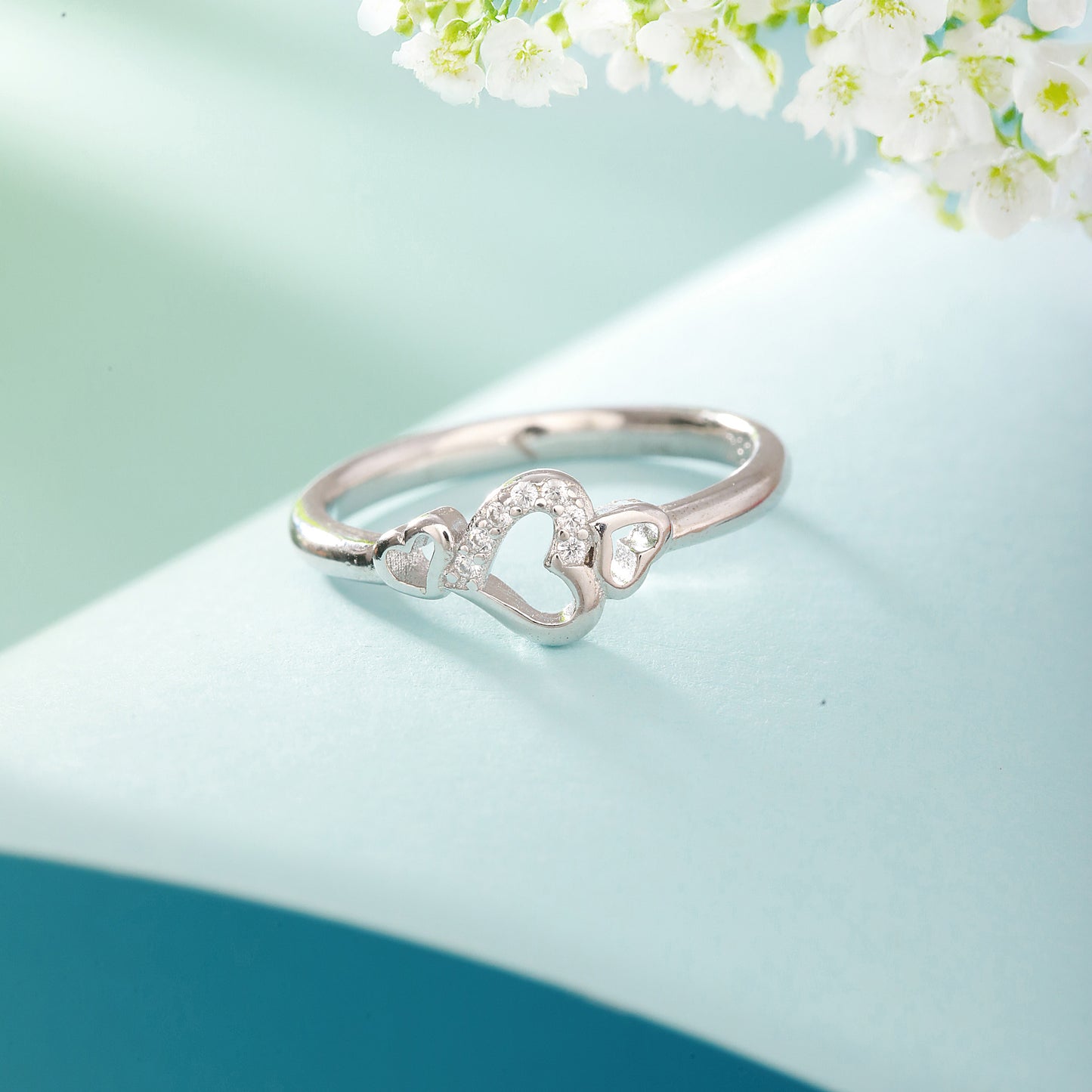 925 Silver Ring with Entwined Hearts