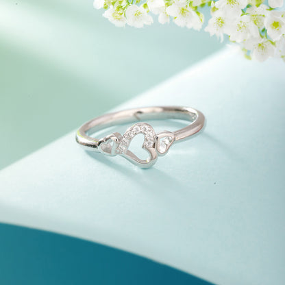 925 Silver Ring with Entwined Hearts