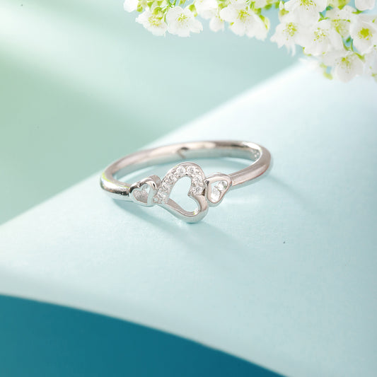 925 Silver Ring with Entwined Hearts