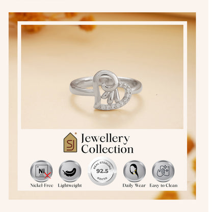 925 Silver CZ Studded Heart Ring