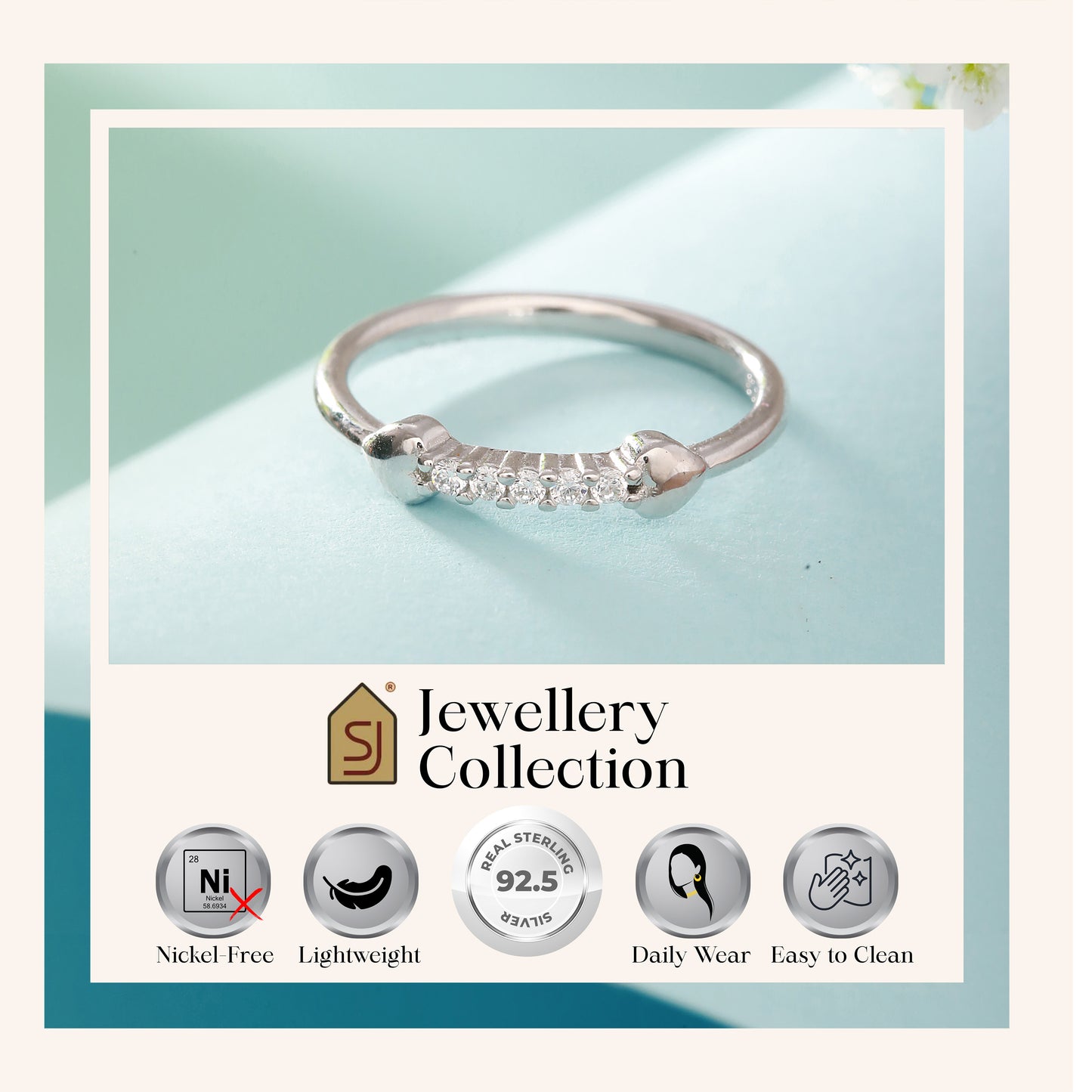 Minimal CZ Studded Sterling Silver Ring