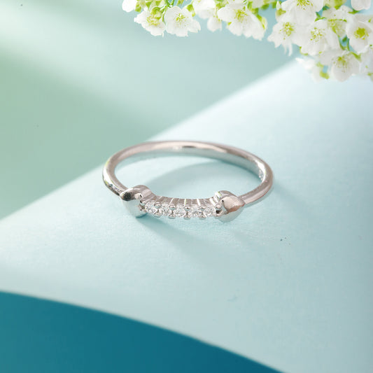 Minimal CZ Studded Sterling Silver Ring