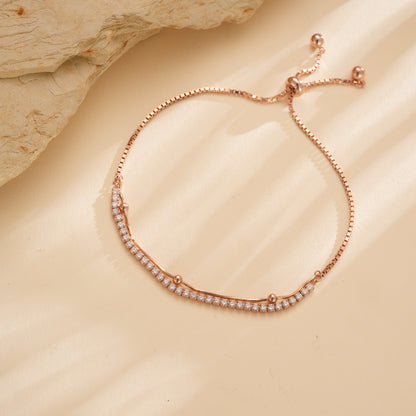 Adjustable Sterling Silver Rose Gold CZ Bracelet