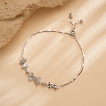 Adjustable 925 Silver Butterfly Bracelet