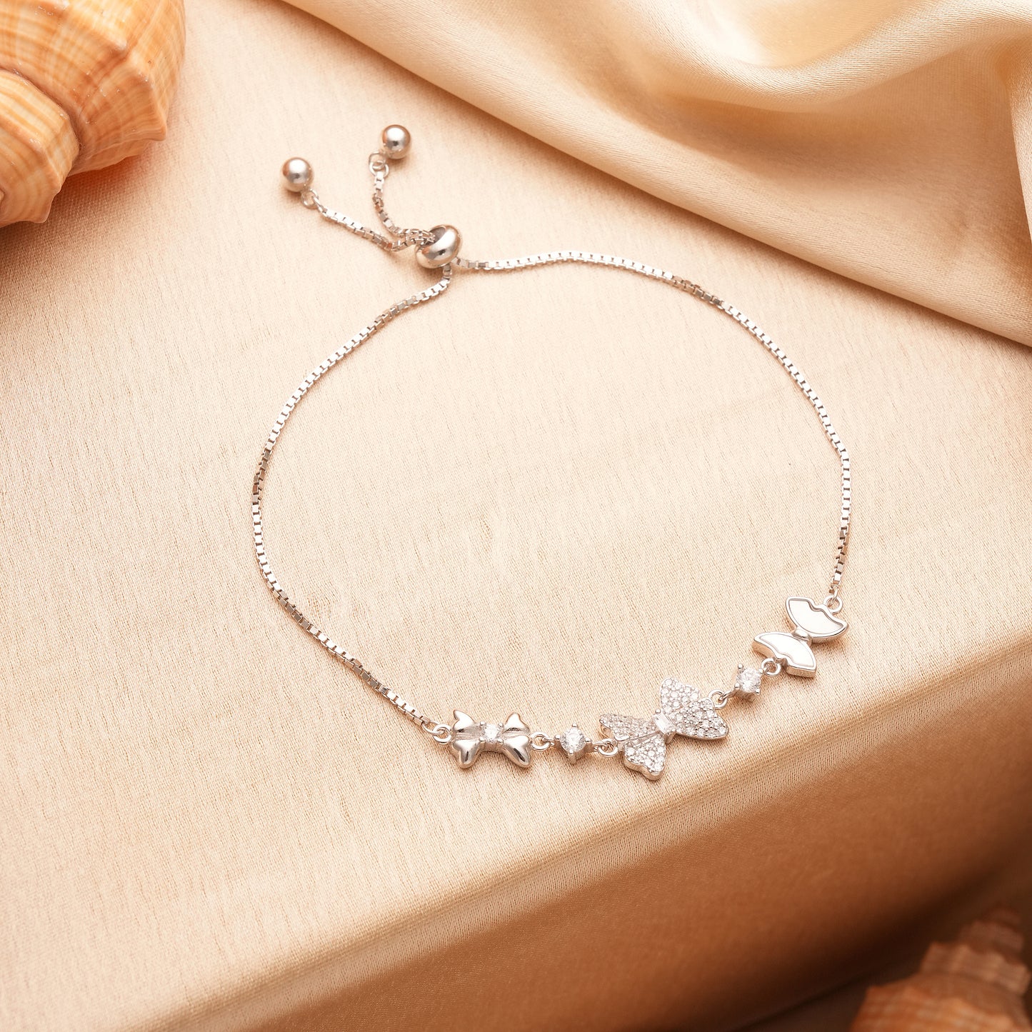 Adjustable 925 Silver Butterfly Bracelet