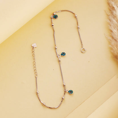 Evil Eye 925 Sterling Silver Minimal Anklet