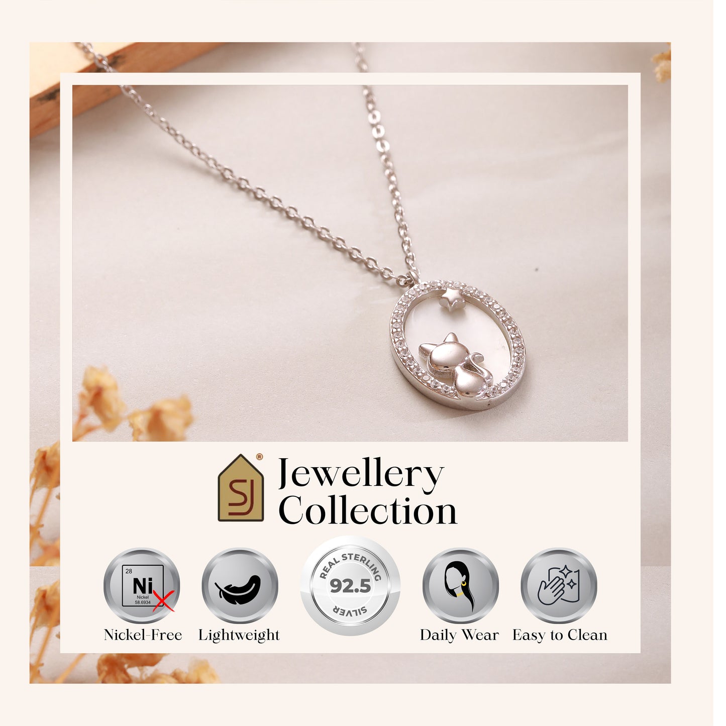 925 Silver Celestial Cat Pendant & Chain