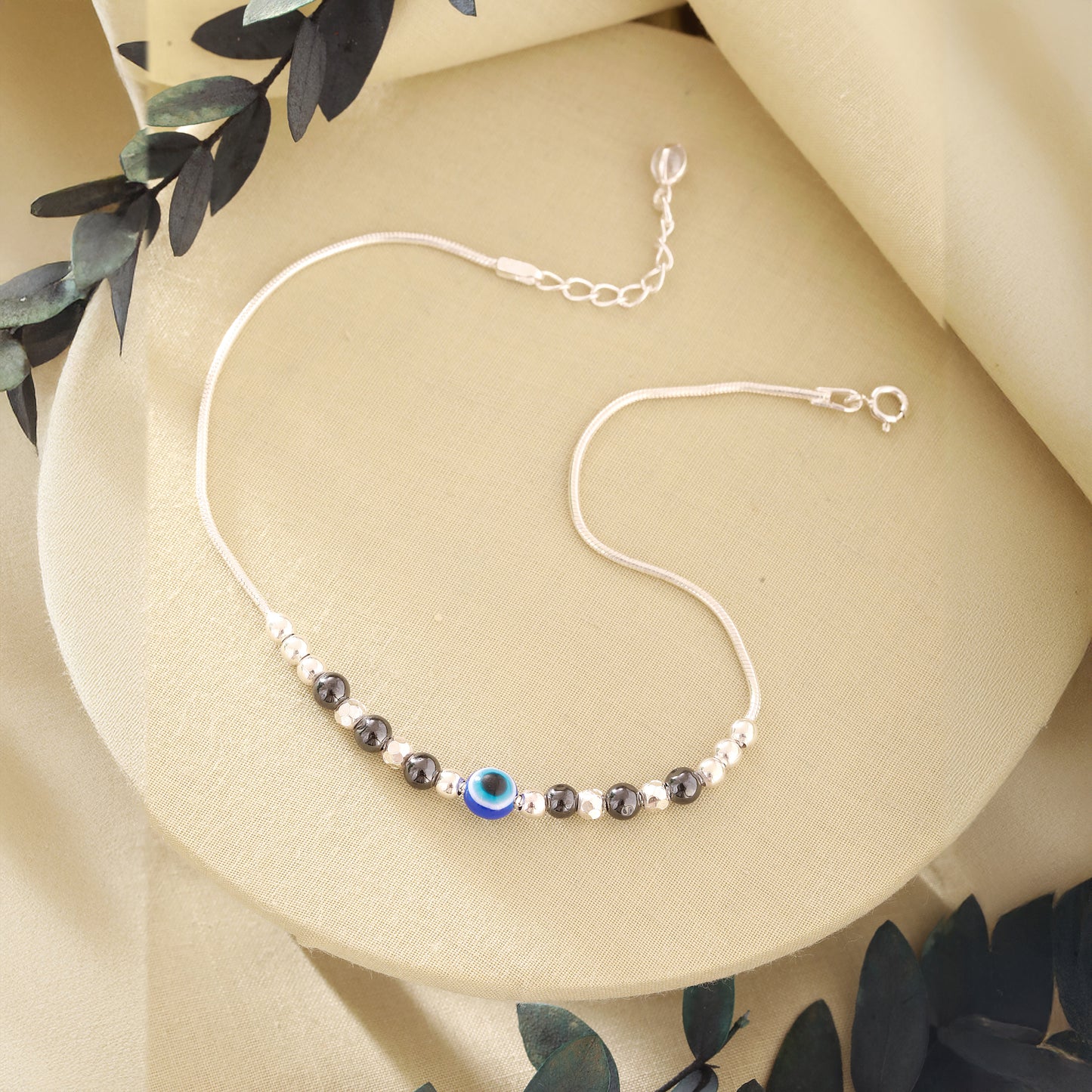 925 Sterling Silver Evil Eye Anklet