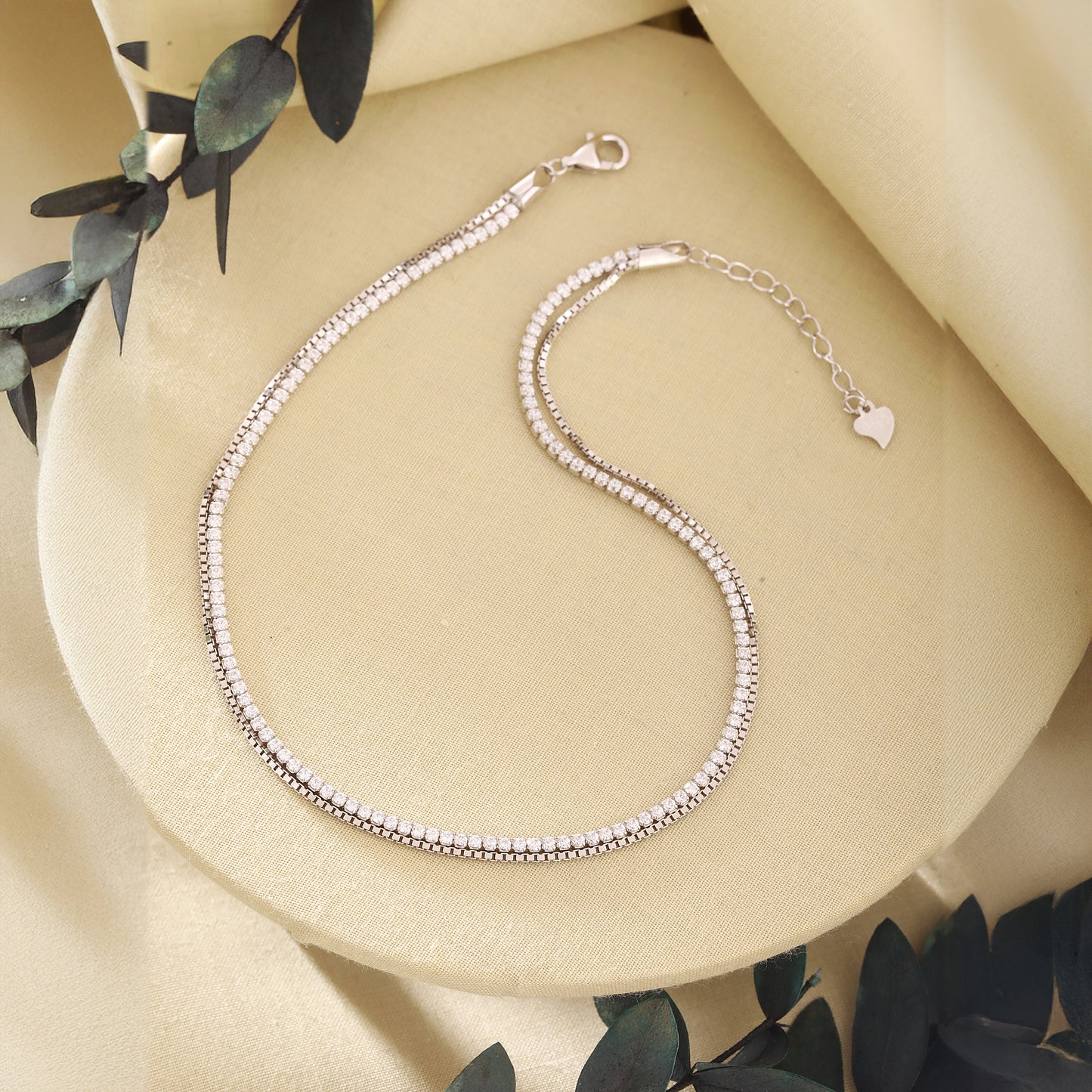 925 Silver Double-layer CZ Anklet