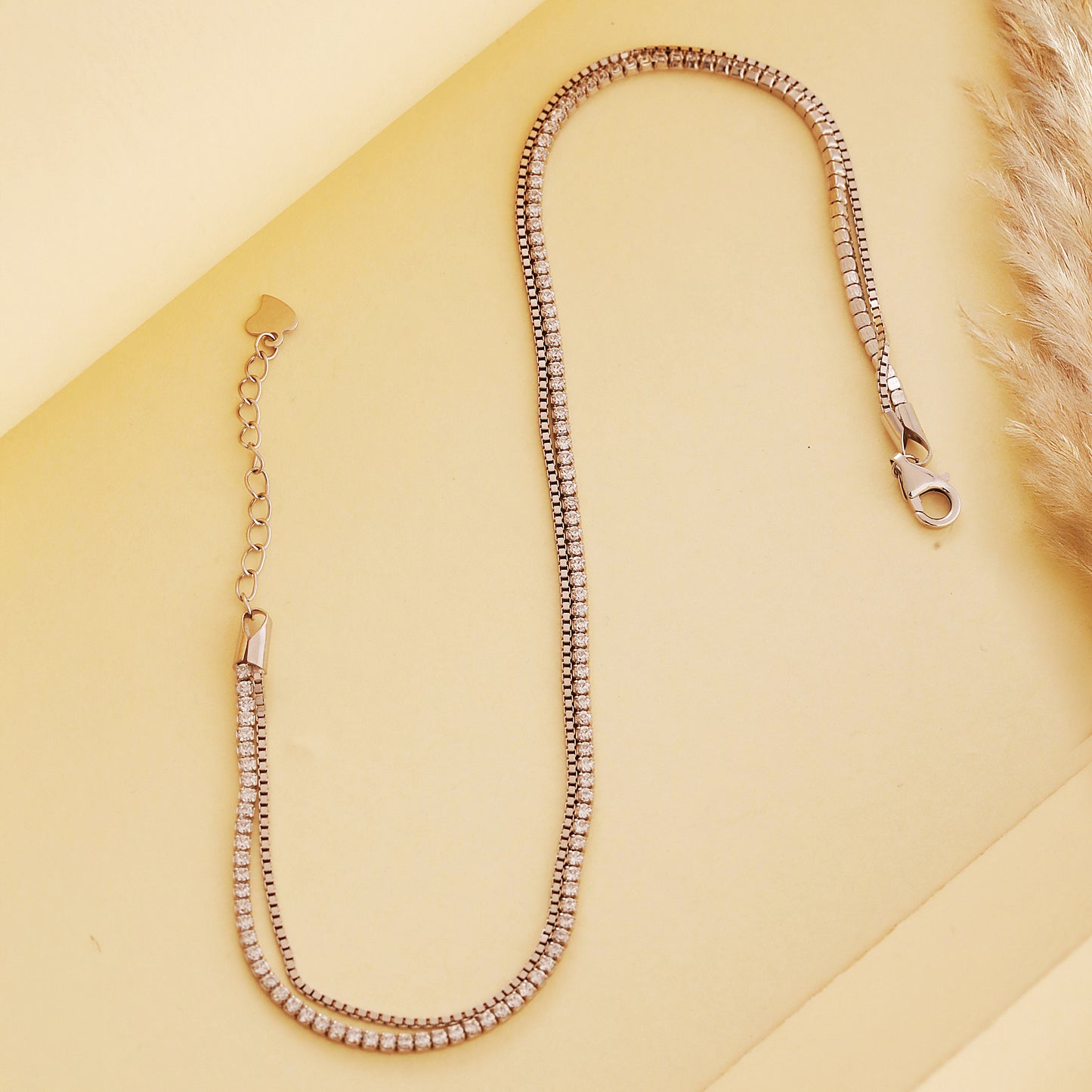 925 Silver Double-layer CZ Anklet