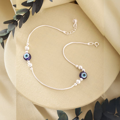 925 Silver Anklet with Evil Eye