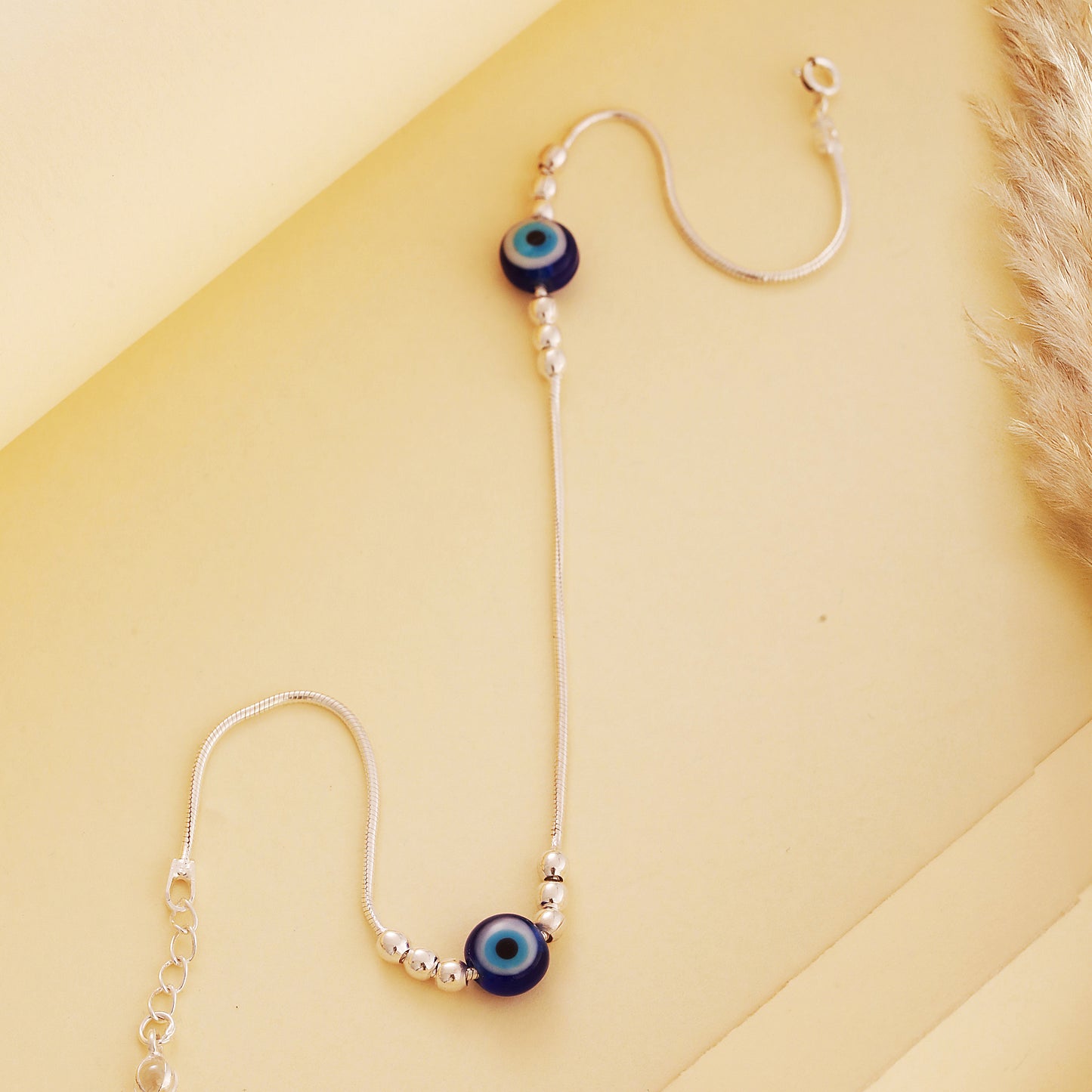 925 Silver Anklet with Evil Eye