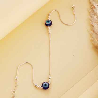 925 Silver Anklet with Evil Eye