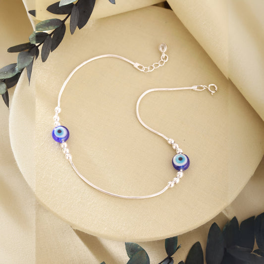 Silver 925 Delicate Evil Eye Anklet