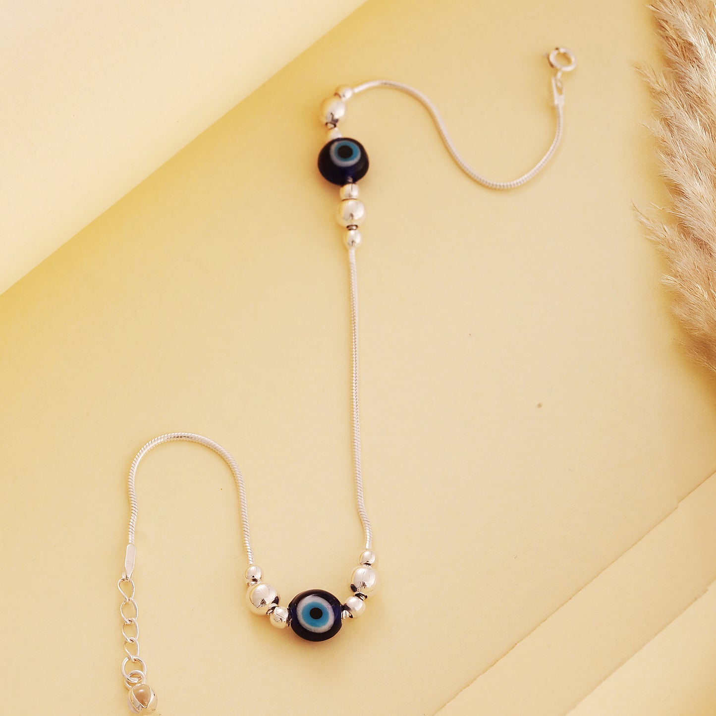 Silver 925 Delicate Evil Eye Anklet