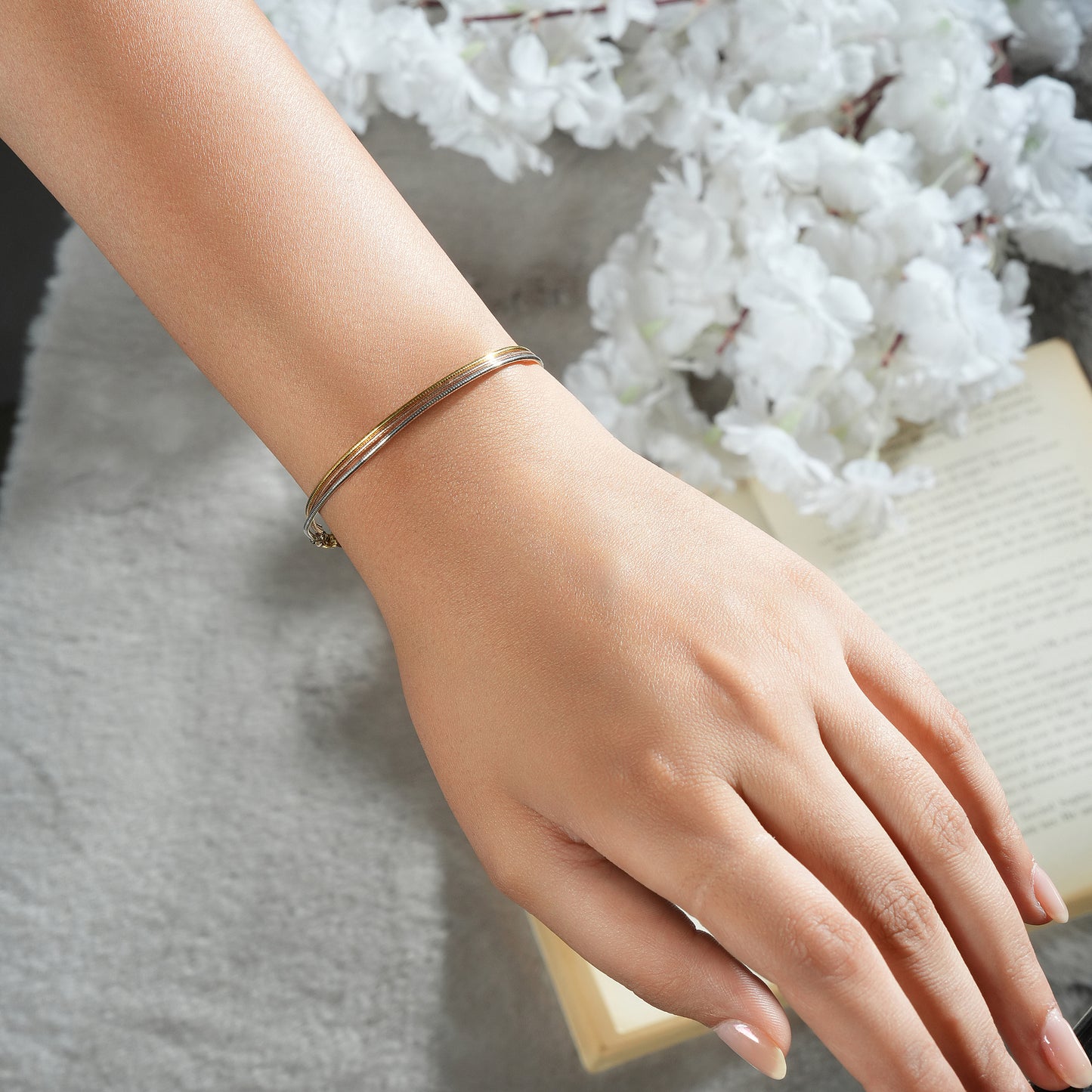 925 Silver Three-tone Bracelet