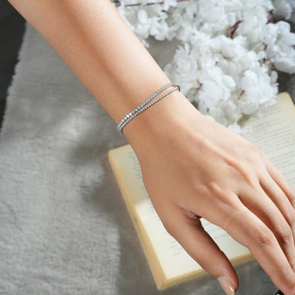 Radiant Dual Line 925 Silver CZ Bracelet