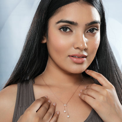 Rose Gold Pearl Locket Chain in 925 Silver