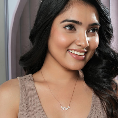 Rose Gold Chain and Butterfly Pendant in 925 Silver