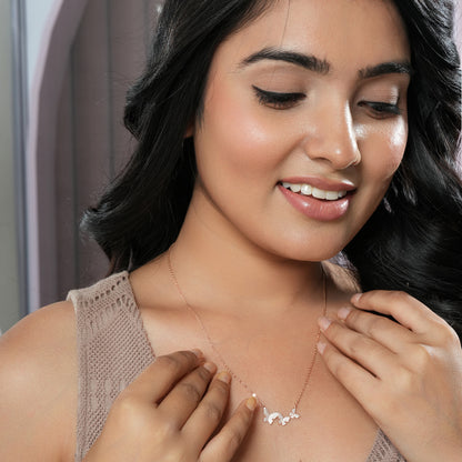 Rose Gold Chain and Butterfly Pendant in 925 Silver