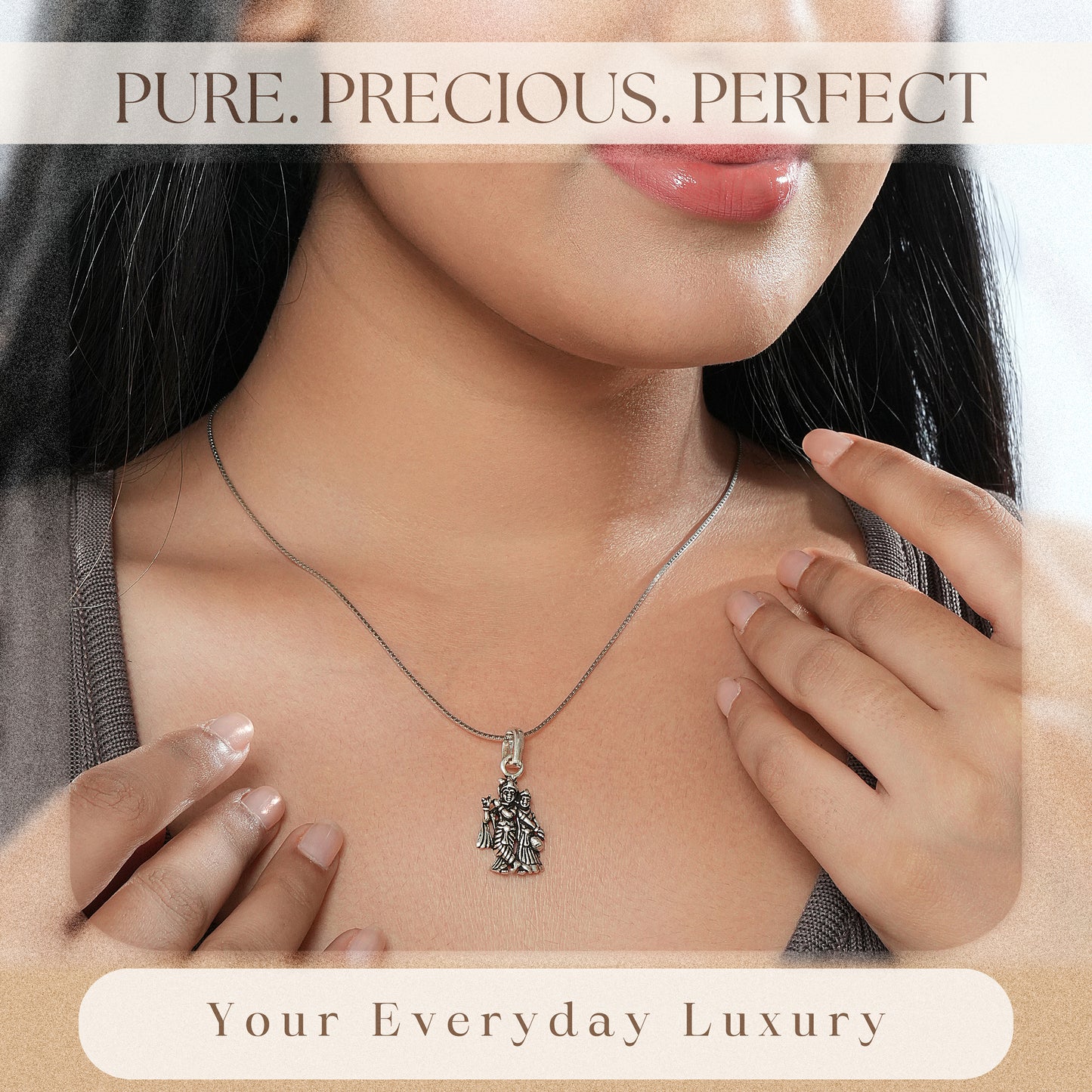 925 Sterling Silver Radha Krishna Pendant