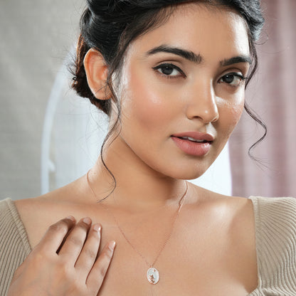 Rose Gold Celestial Cat Pendant & Chain in Sterling Silver