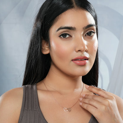 Rose Gold Entwined Hearts Necklace in 925 Silver