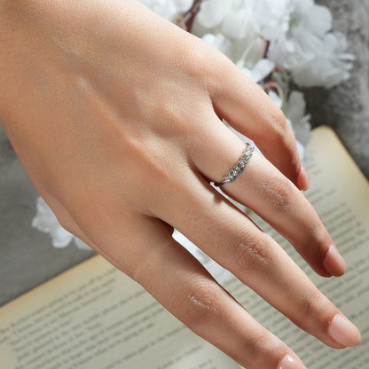 Leafy CZ-Studded 925 Sterling Silver Ring