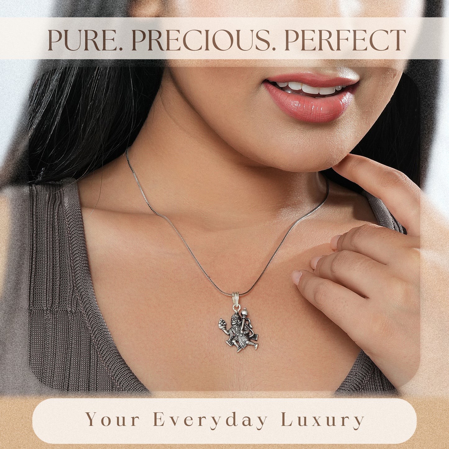 925 Sterling Silver Hanuman ji Pendant