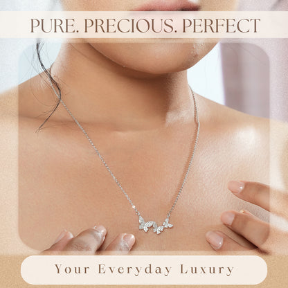 Sterling Silver Chain with Butterfly CZ Studded Pendant