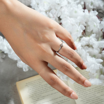 925 Sterling Silver CZ Floral Ring