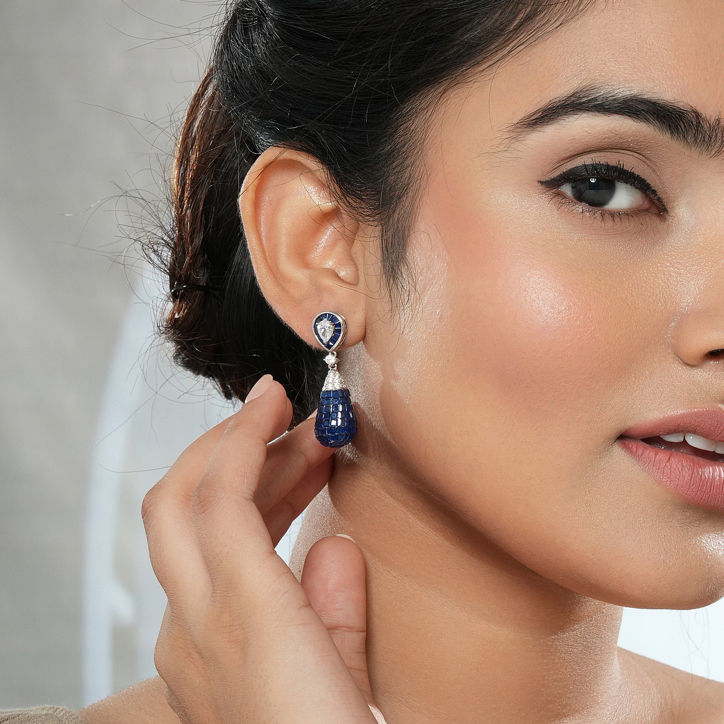 Sterling Silver Blue Drop Stone Earrings