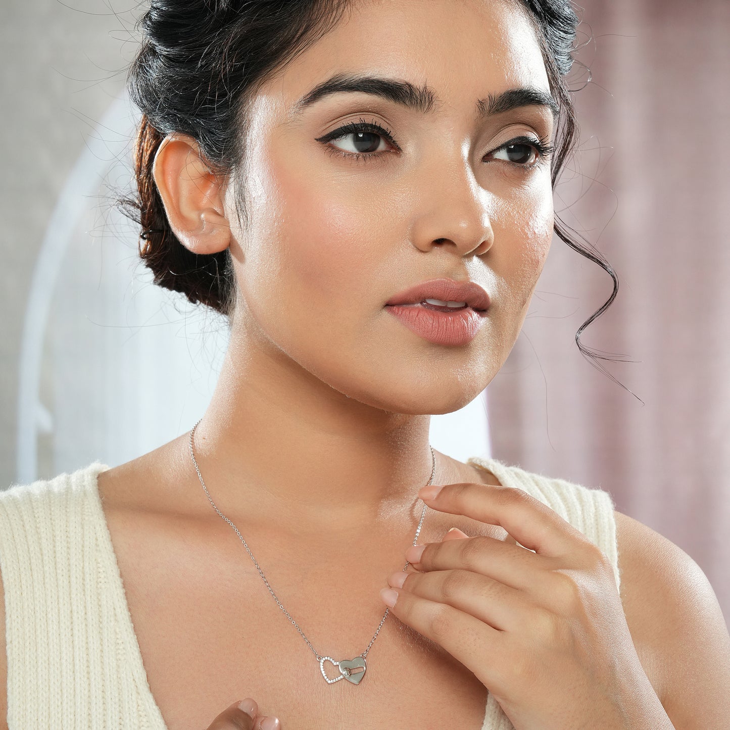 Sterling Silver Entwined Hearts Locket with Chain