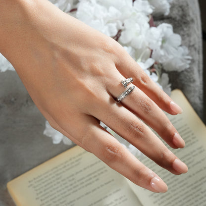 Elegant CZ Studded Silver Ring