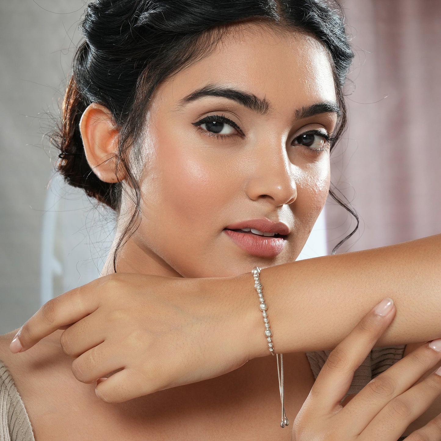 925 Beaded Adjustable Silver Bracelet