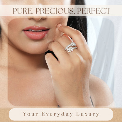 925 Silver Crystal Baguettes Ring