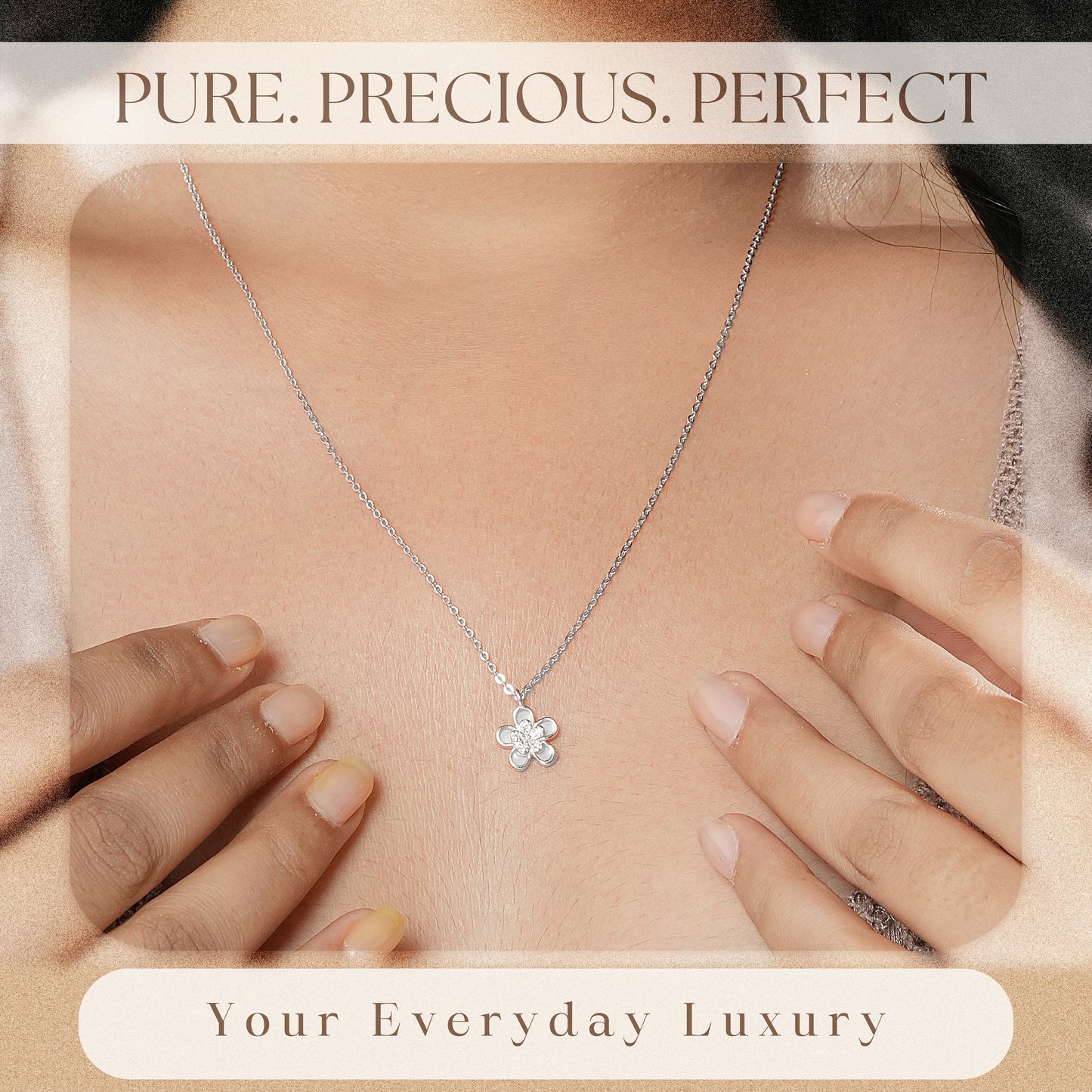Floral CZ Sterling Silver Necklace