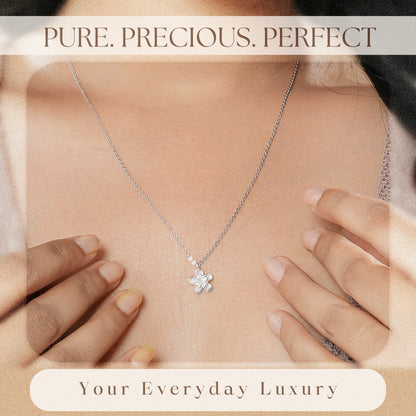 Floral CZ Sterling Silver Necklace