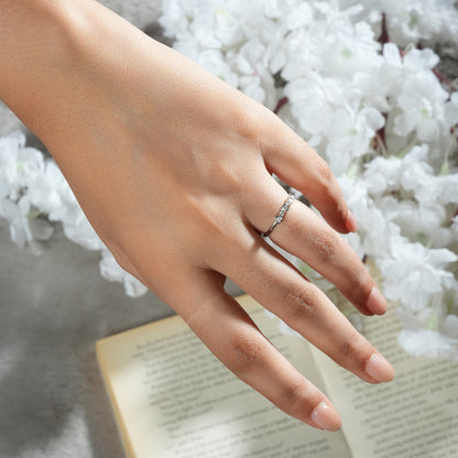 CZ Studded 925 Silver Hearts Ring