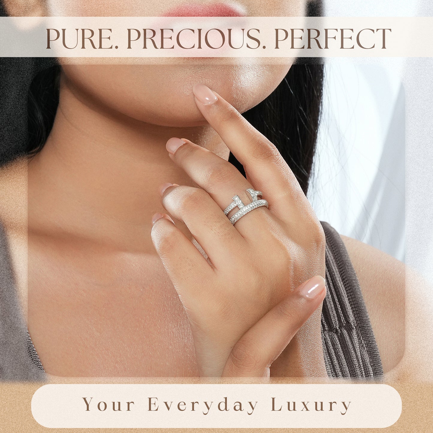 925 Silver Bling CZ Studded Ring