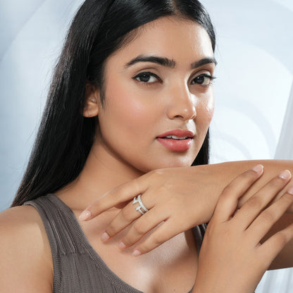 925 Silver Bling CZ Studded Ring