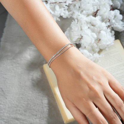 Twin Shine 925 Silver Rose Gold CZ Bracelet
