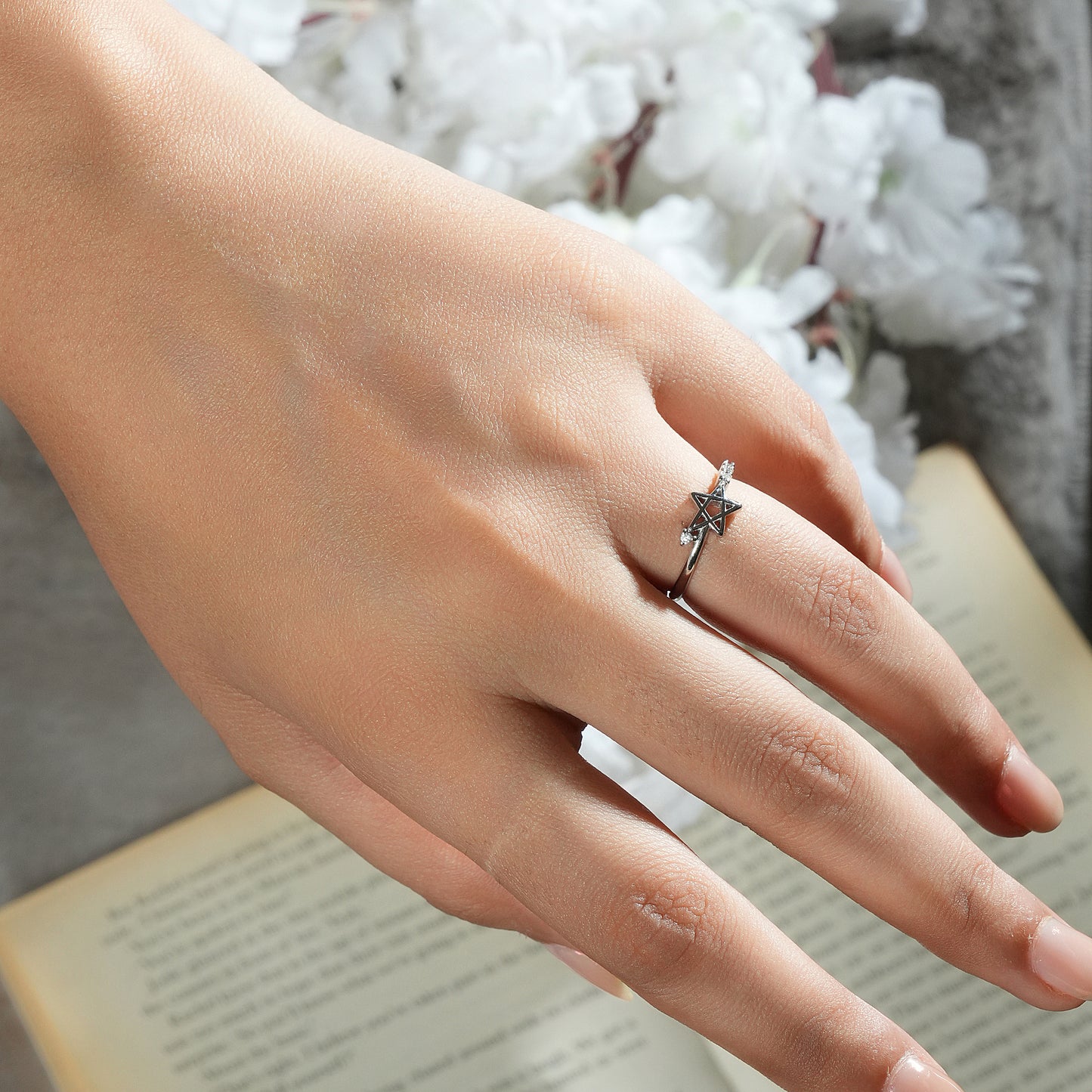 925 Silver Starry Night CZ Studded Ring