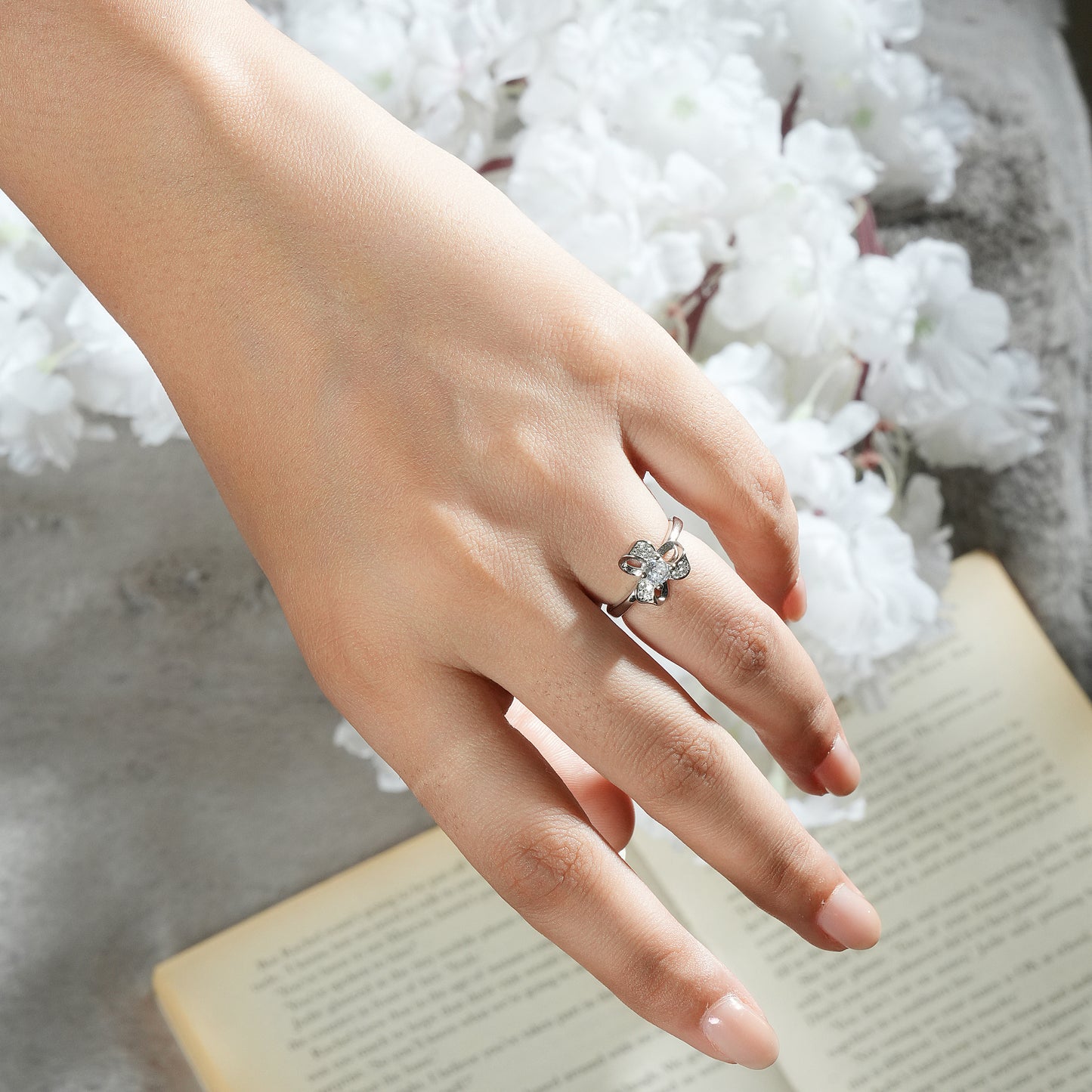 CZ Floral Bloom Ring in 925 Sterling Silver