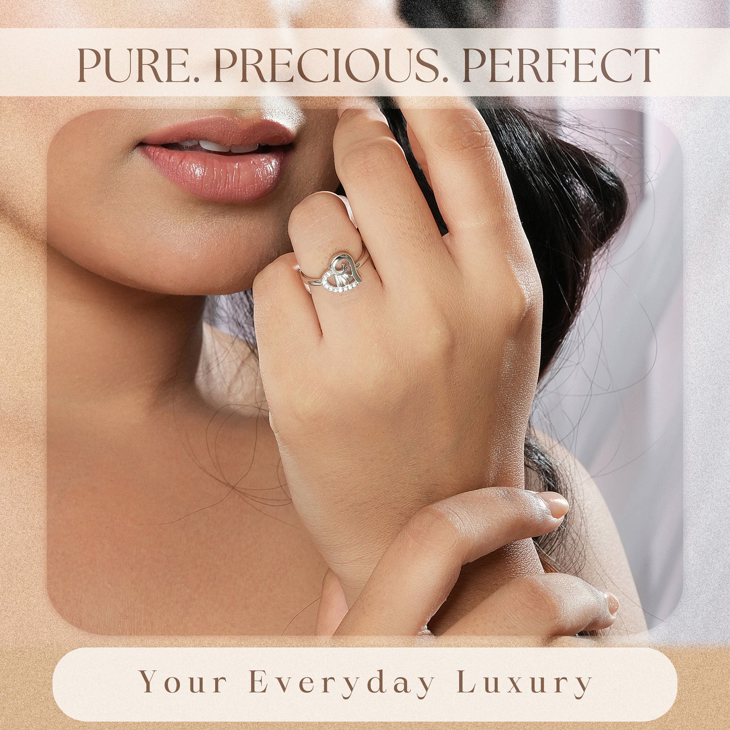 925 Silver CZ Studded Heart Ring